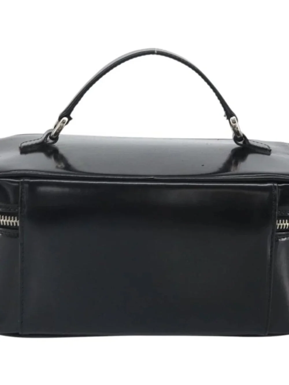 GUCCI Vanity Hand Bag Patent leather Black Silver 032 1956 0150 Auth 170292